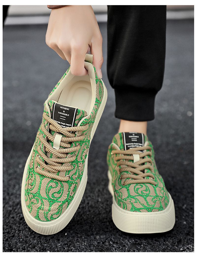 Canvas Zomer 2024 Nieuwe Niche Lage Top Bedrukte Board Heren Dikke Zool Sport Casual Mode Schoenen_voghion.com