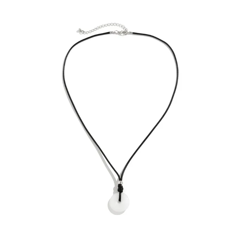 Colliers pendentifs Collier en verre vintage Ligne de cire noire Chaîne ras du cou Bijoux simples Fête Mariage Cadeau d'anniversaire pour_voghion.com