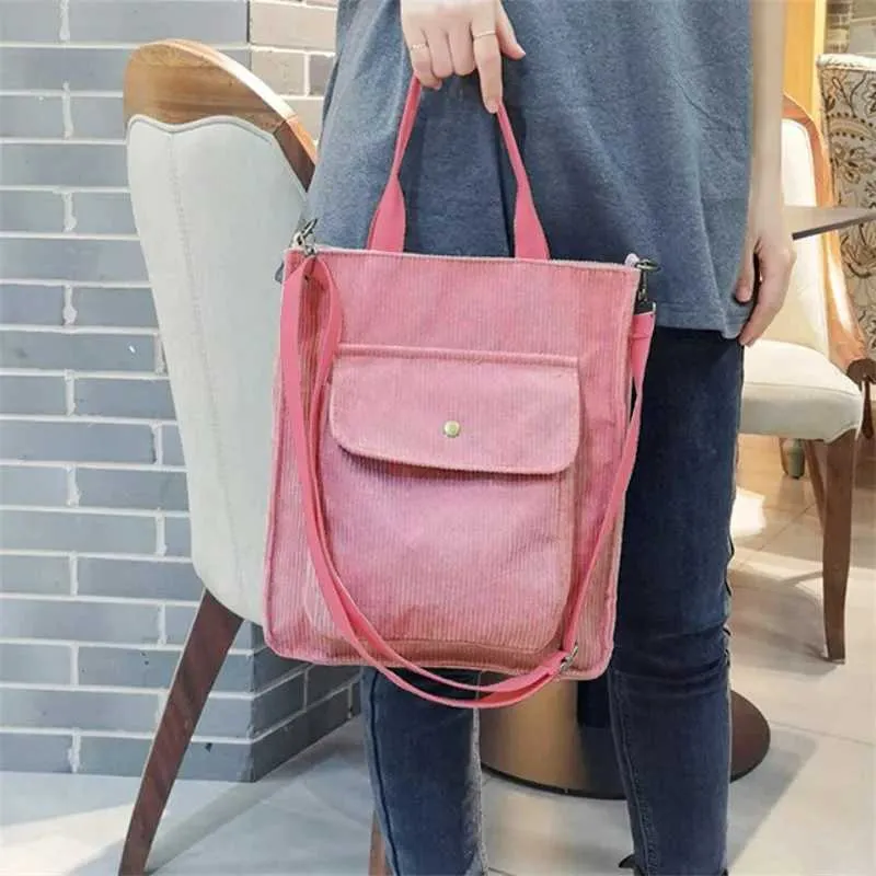 Corduroy Shopper Tasche Für Damen Designer Schultertasche Studentin_voghion.com