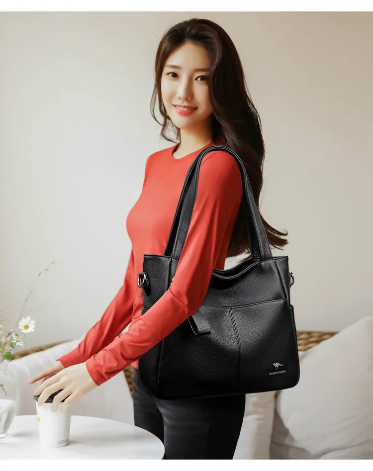 Hochwertige weiche Leder-Schulter-Umhängetaschen für Frauen mit großer Kapazität Tasche Marke Designer Casual Handtasche Sac A Main_voghion.com