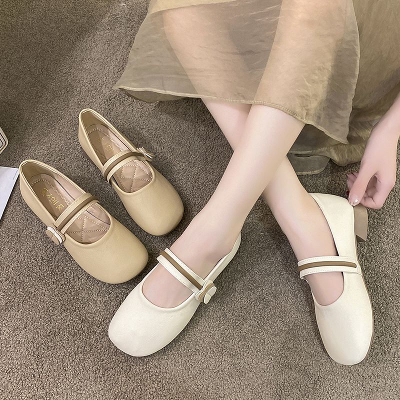 Gentle flat bean women's spring and autumn summer 2024 new shallow mouth soft sole not tired foot single shoes_voghion.com
