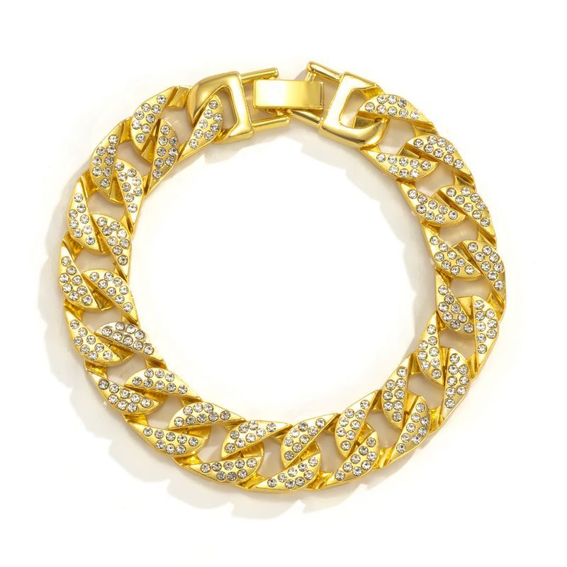 Bracciale Rhie con fibbia cubana in stile punk e micro intarsi, semplice e di nicchia, con bottone a pressione, stile hip-hop_voghion.com