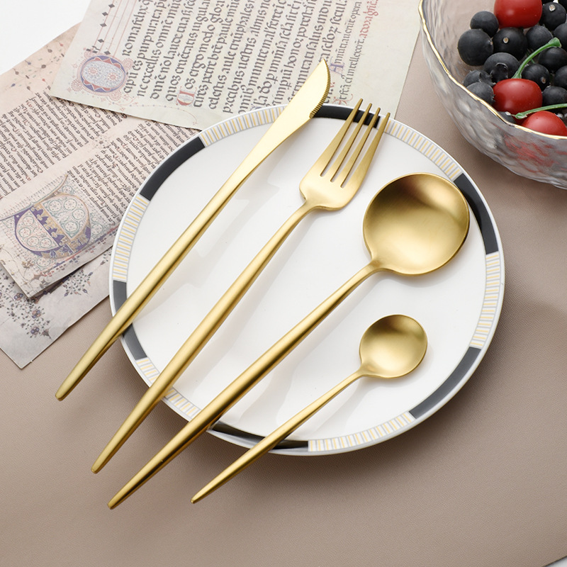 Portugal 304 stainless steel cutlery thickened Western style steak knife, fork, dessert spoon_voghion.com