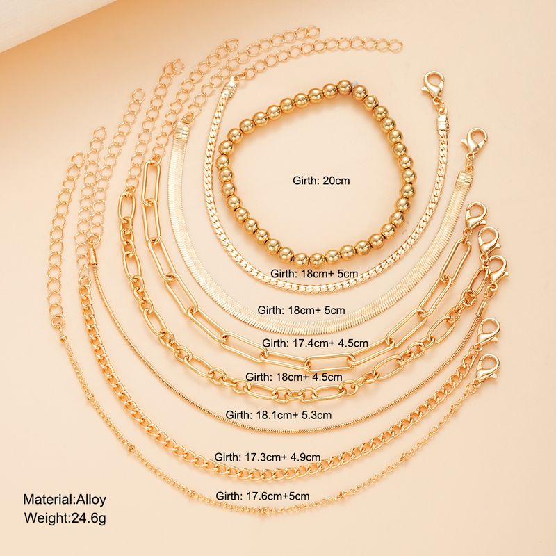 hot New Chain 8 Piece Set Fashion Round Bead Snake Bone Bracelet_voghion.com