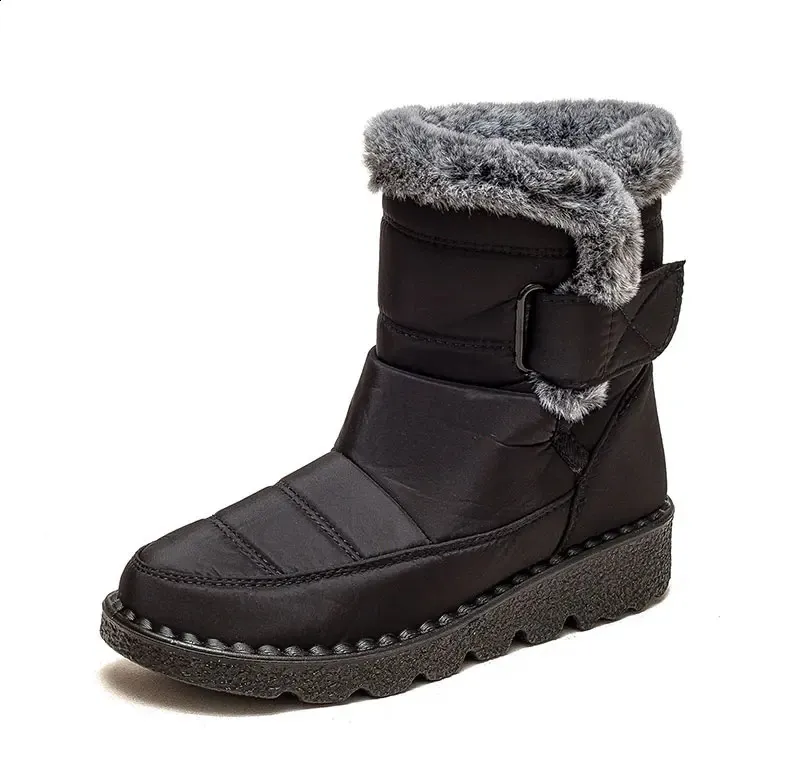 Women Fur For Woman Ankle Winter Botas Mujer Trend Low Heels Snow Boots Platform Shoes Female 240830_voghion.com