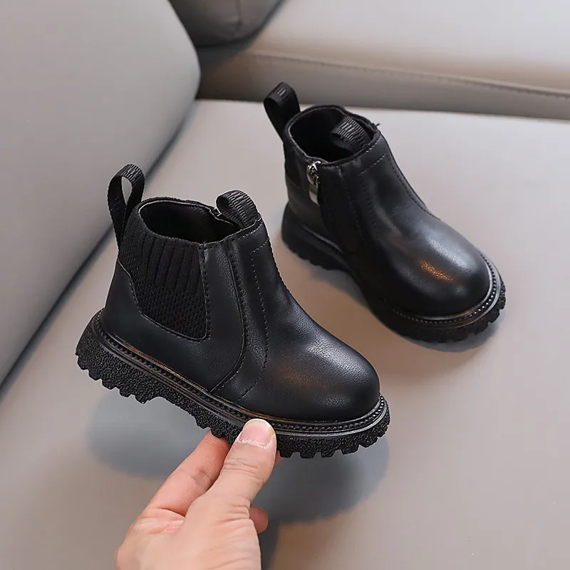 Fashion Kids PU Leather New Winter Children's Shoes Kidsnest Boys Girls Anti Slip Foot Warmer Toddler Snow Boots Size US_voghion.com