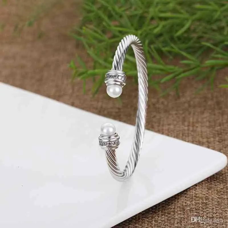 Bracelet jonc perle et câble torsadé en cuivre doré pour tous_voghion.com