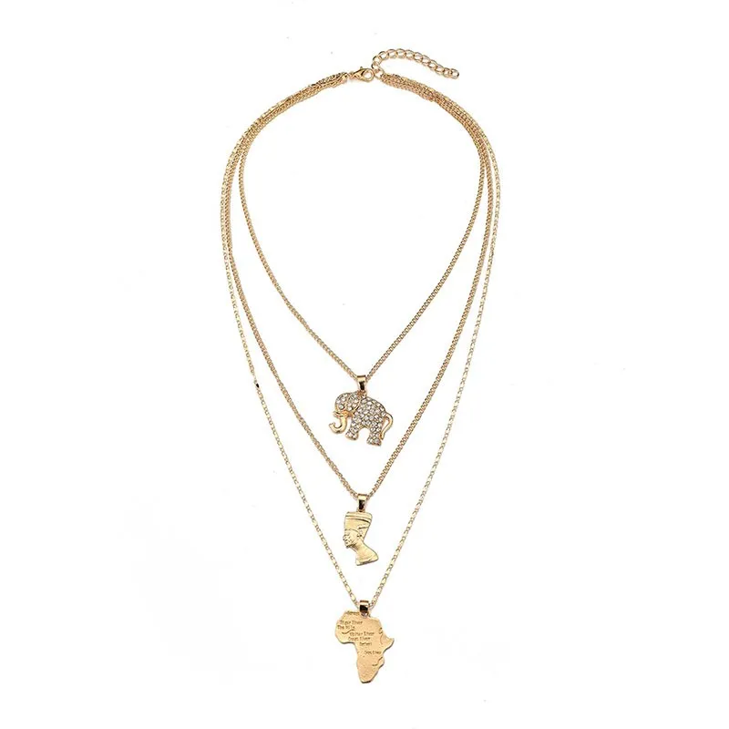 Set de collares con colgante a capas estilo egipcio para mujer_voghion.com