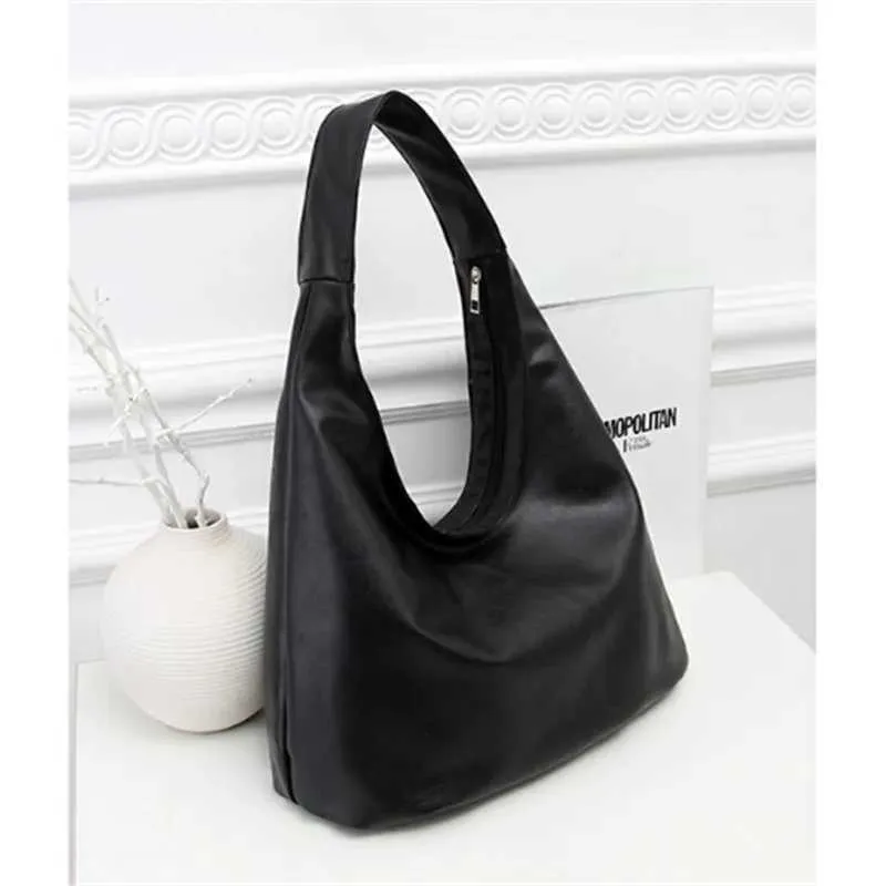 Borsa a tracolla per ragazze, nera, morbida in pelle PU, borsa a tracolla alla moda per donne, borsa a tracolla, tote bag_voghion.com