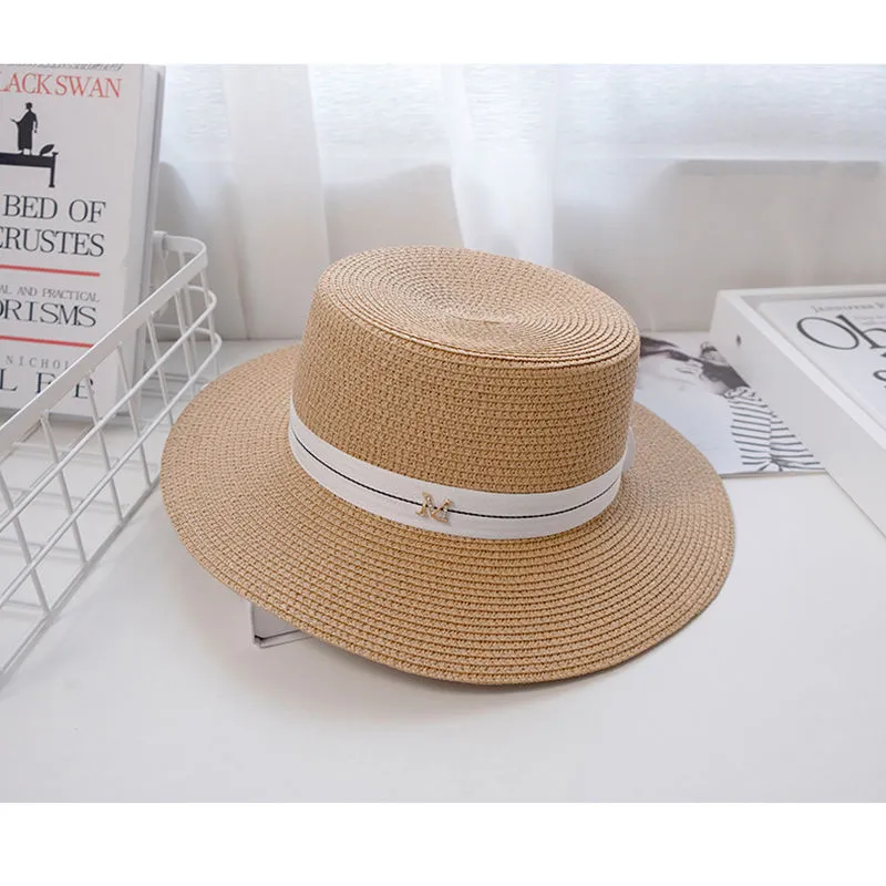Stréi einfach flaach M Buschtaf elegant wäiss englesch Top Fra Summer Schutz Mier Resort Sonnehut_voghion.com