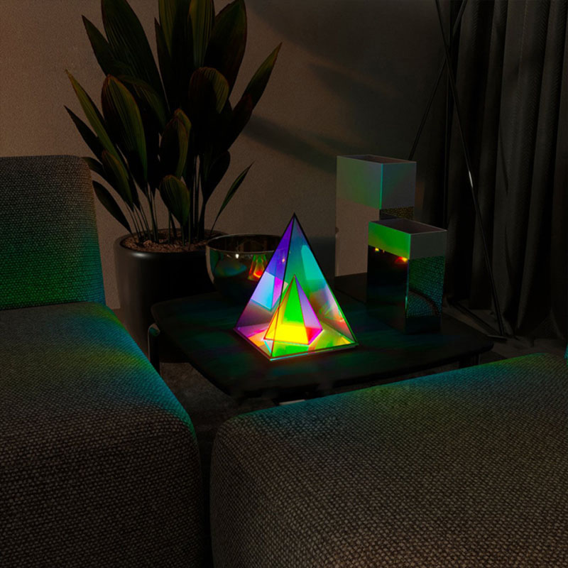 LED Pyramid Soveværelsesdekoration Natlampe USB Farvedæmpning Atmosfærelamper Hjem Soveværelsesdekoration Fødselsdagsgave Dekorativ Lampe_voghion.com