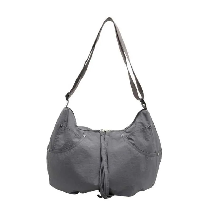 Borsa a tracolla casual alla moda di grande capacità, pratica borsa a tracolla in nylon con tracolla regolabile singola per le donne C241214_voghion.com