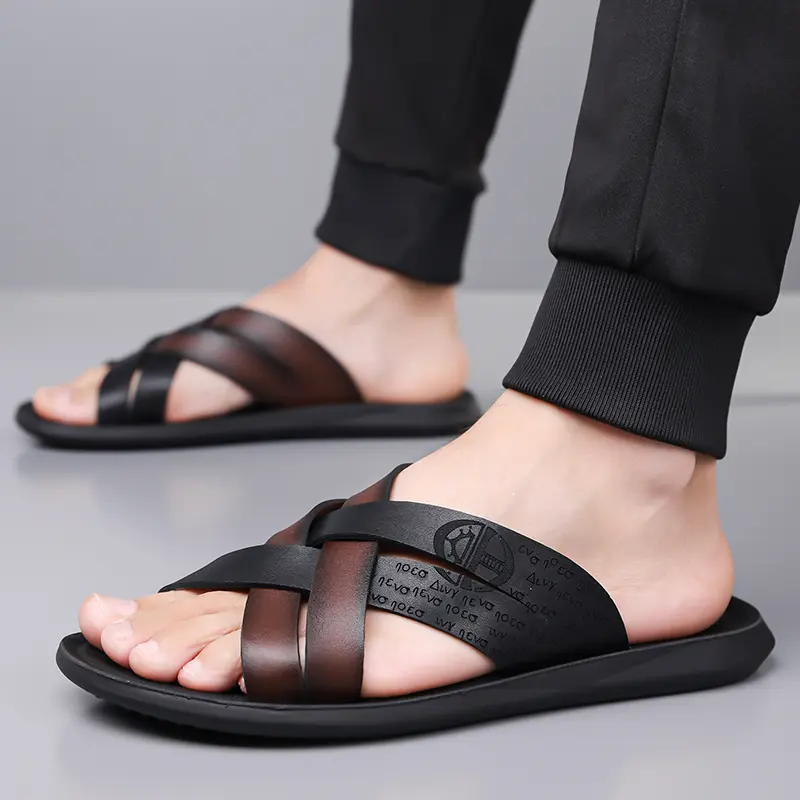 Pantofole in pelle da uomo sandali da spiaggia comodi_voghion.com