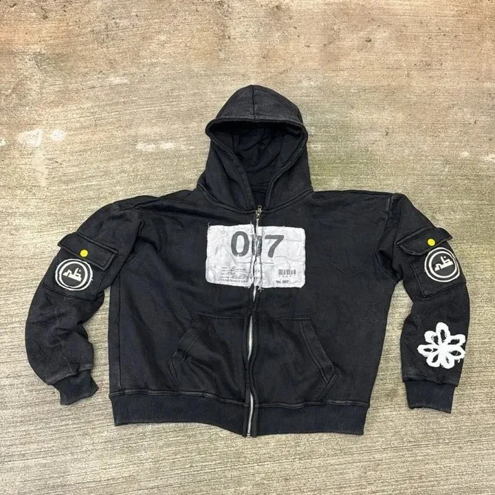 Y2K Zip Up Haruku Hip Hop Fashion Patch Stickerei Übergroße Männer Frauen Lose Beiläufige Hoodie Jacke Streetwear 240926_voghion.com