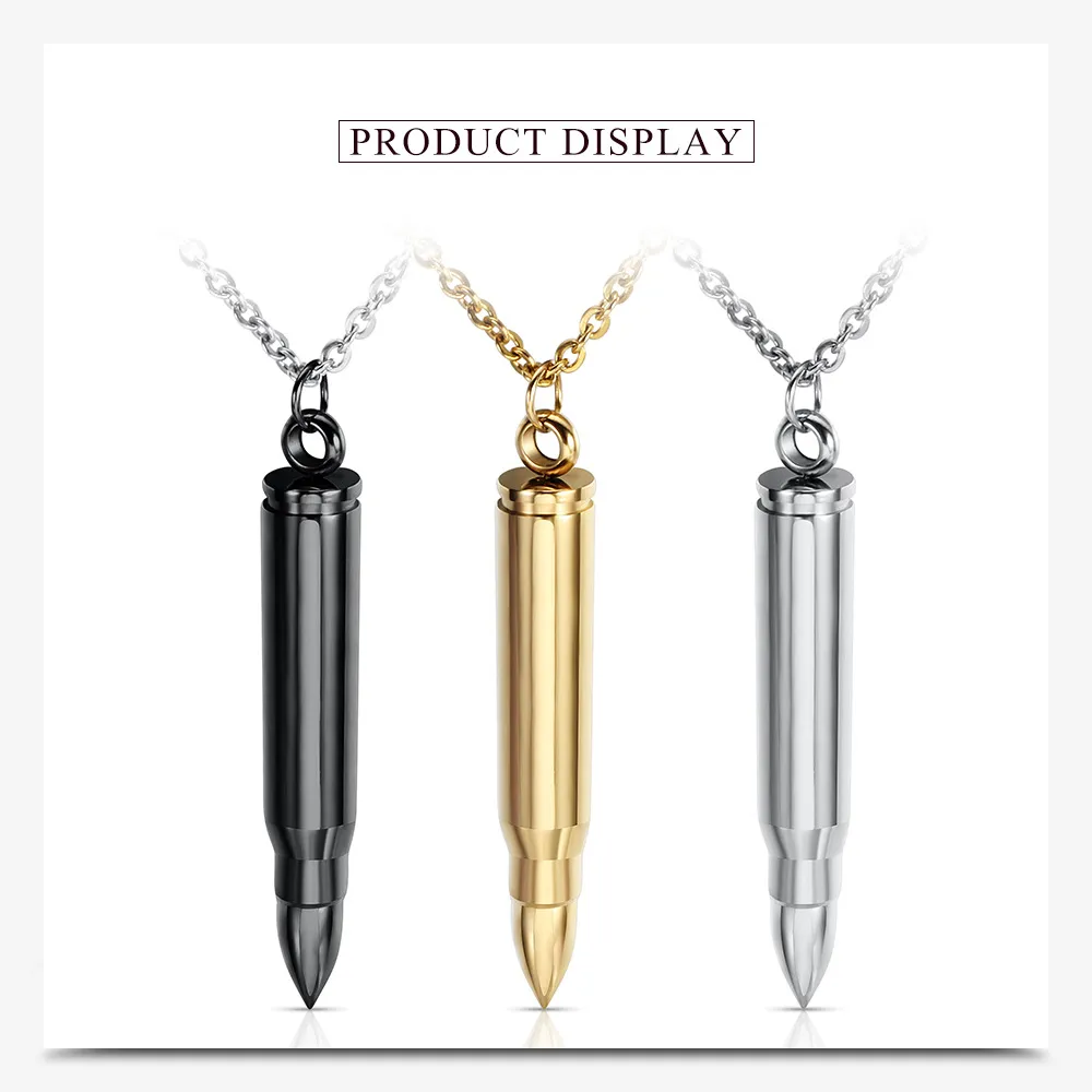 Gold Plated Mens Titanium Steel Bullet Open Pendant Perfume Essential Oil Diffuser Necklace Name Custom Engraving Gifts_voghion.com