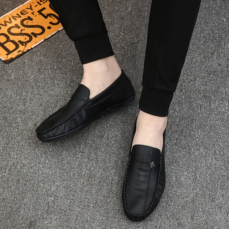 2025 Low Cut Casual Leather Bean For Spring New British Soft Soled Driving Men's With Foot Covers, Lazy And Trendy Shoes 1210_voghion.com