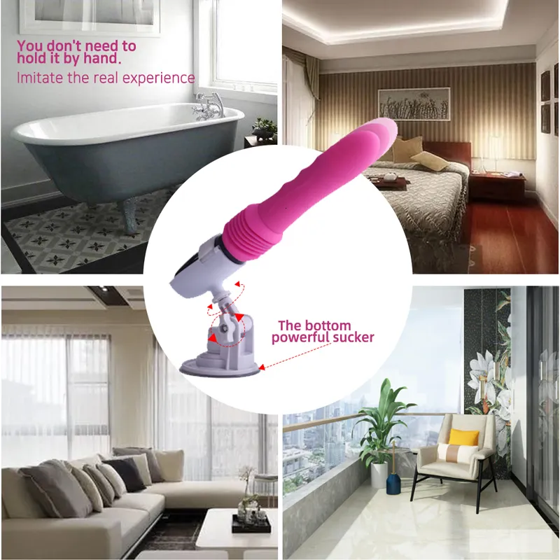 Jouets pour adultes Sex Machine télescopique Pistolet de traction et d'insertion automatique Masturbateur pour femmes Stimulation par vibrations_voghion.com