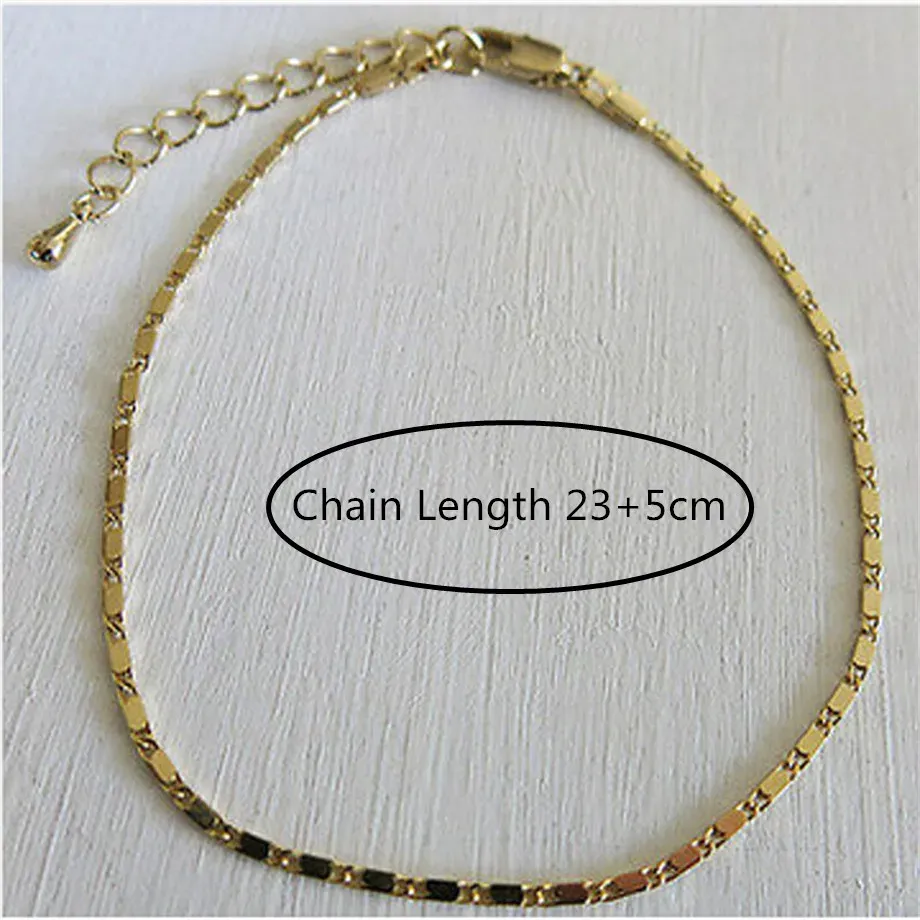 Simple Woman Anklets Casual/Sporty 14K Gold Chain Women Ankle Bracelet Jewelry_voghion.com
