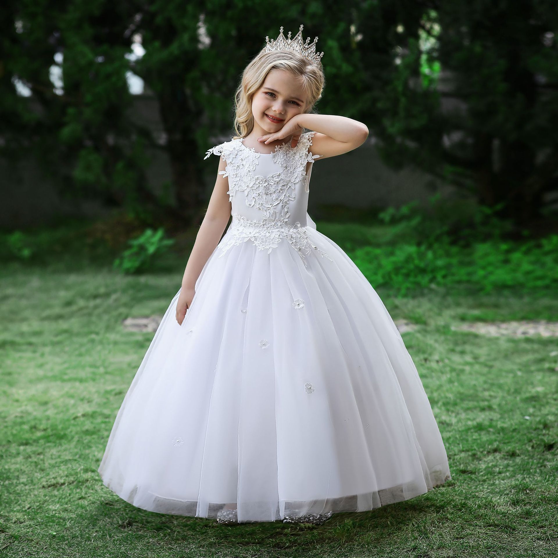 Petite robe Tutu à fleurs pour fille, fête d'anniversaire, communion, perlée, nouvel an, noël, princesse, manches volantes, 2024_voghion.com