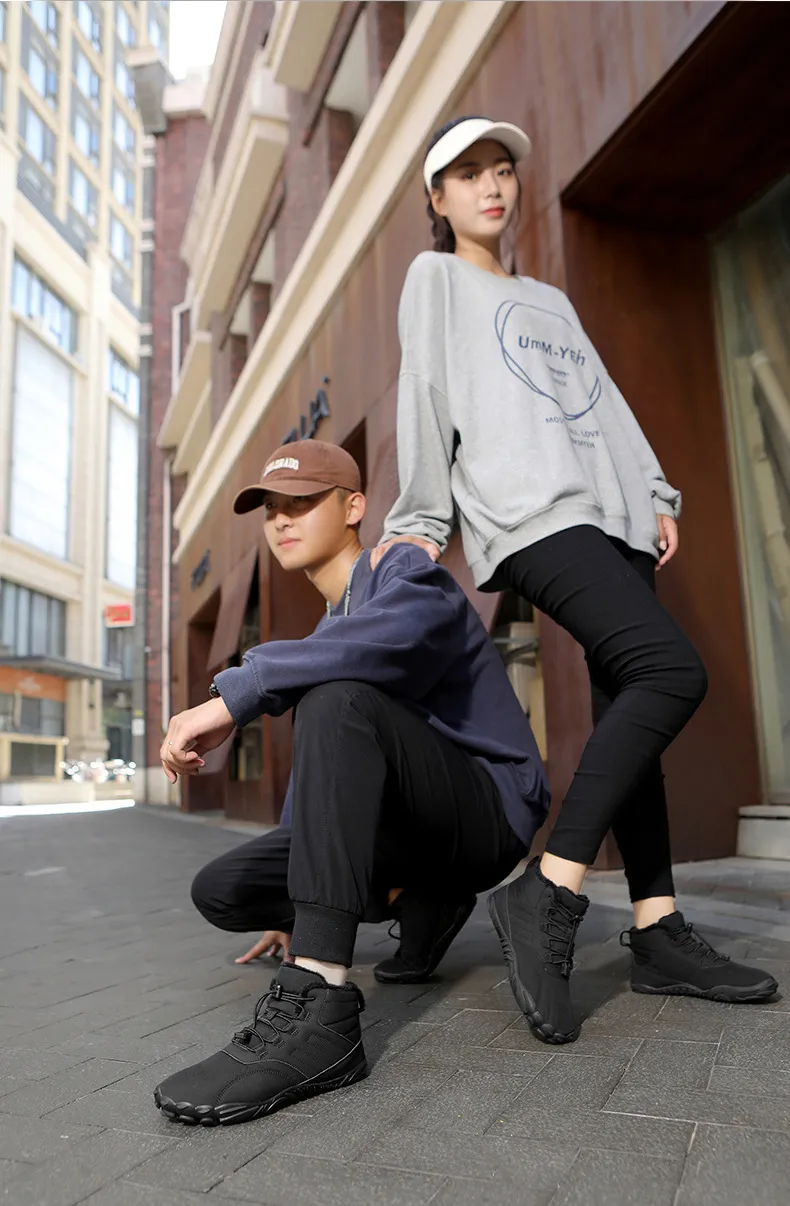 Outdoor-Schneestiefel für Herren im Winter, rutschfest, wasserdicht, Veet und warme Baumwollschuhe für Damen, Barfuß mit dicker Sohle_voghion.com