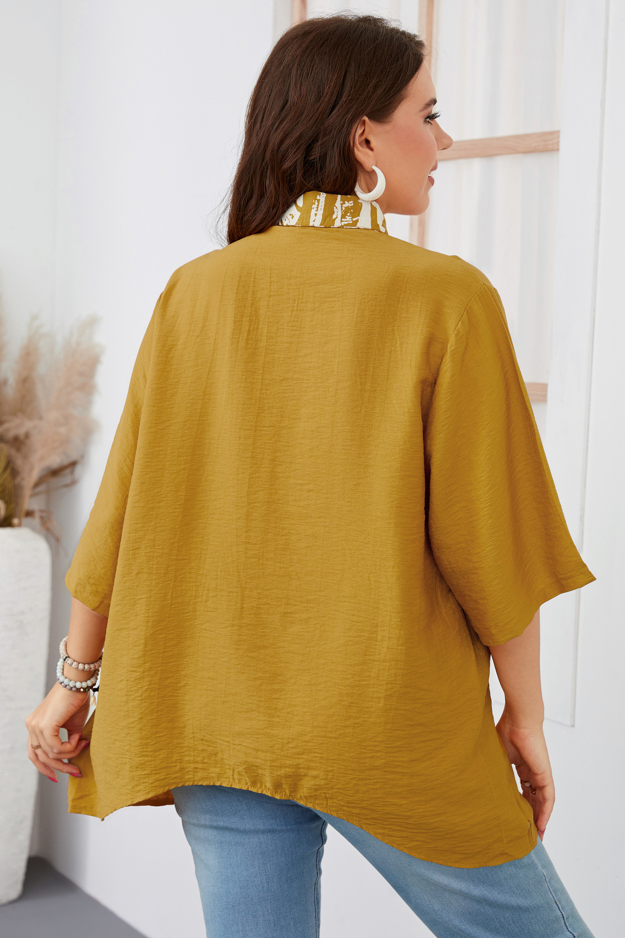 Women's loose irregular large size shirt fat girl fashion tops_voghion.com