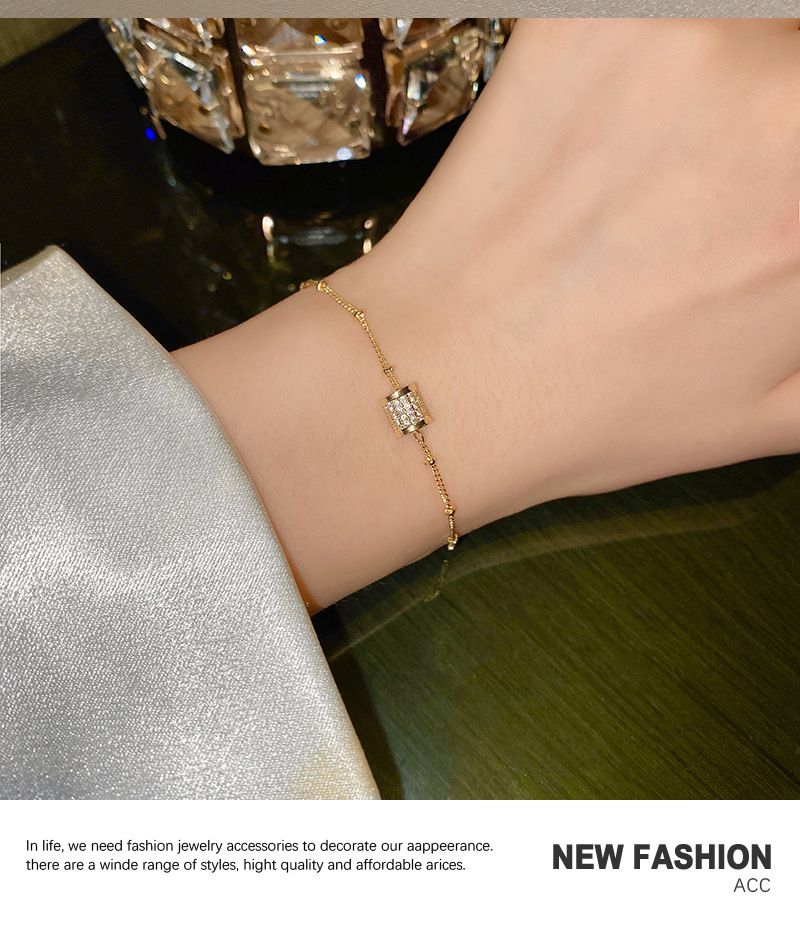 Elegant Simple Classic Style Geometric Titanium Steel Inlay Zircon Bracelets 1 Piece_voghion.com
