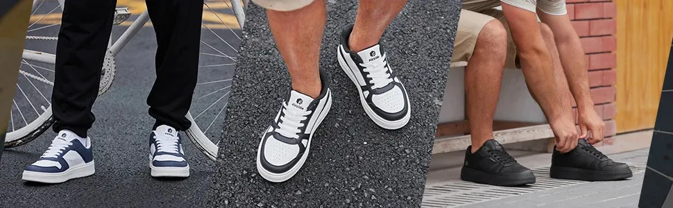FitVille Baskets plates larges pour hommes, chaussures décontractées, légères et respirantes pour la marche, idéales pour les pieds gonflés, idéales pour la gym au quotidien._voghion.com