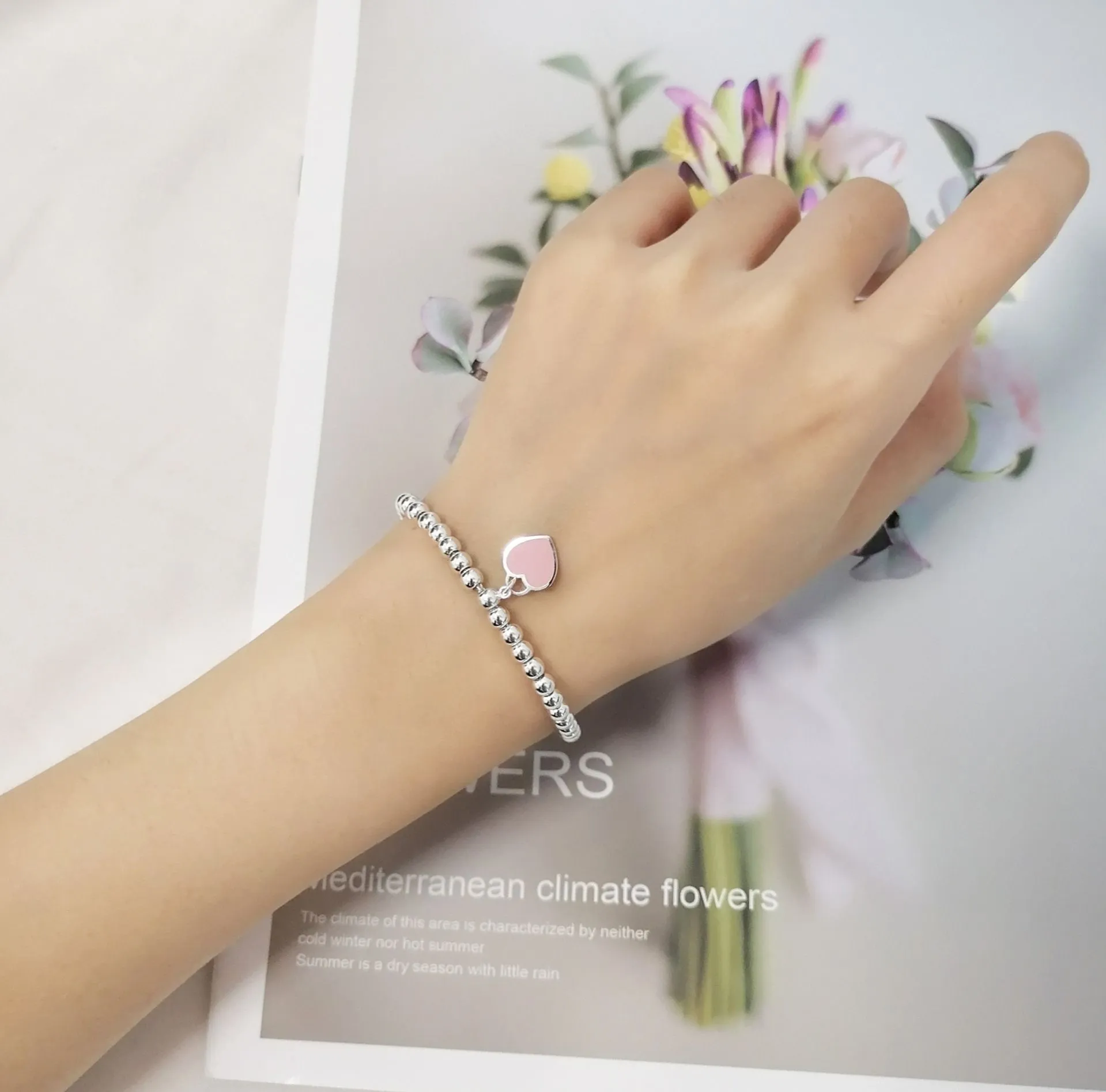 4 mm kralen liefdeshart charme voor dames meisjes mooie schattige S sier kralen bling diamanten designer armbanden armbanden sieraden_voghion.com