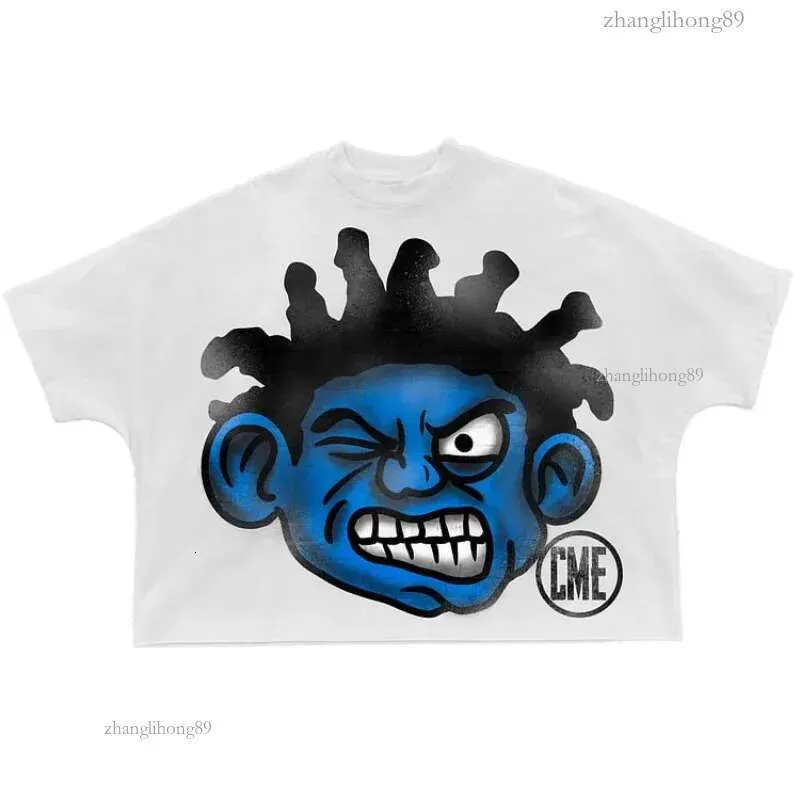 T-shirt corte da uomo in cotone 100% con grafica vintage da cartone animato, stile Y2K, estate, maniche corte, casual, oversize, streetwear_voghion.com