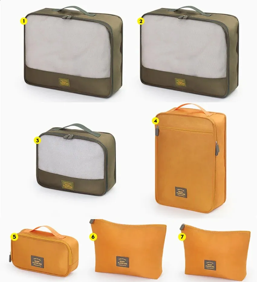 7-teiliges Reise-Set für Kleidung, Schuhe, Toilettenartikel, Aufbewahrungstasche, tragbar, für Kleiderschrank, BH, Socken, Hosen, Organizer, groß_voghion.com