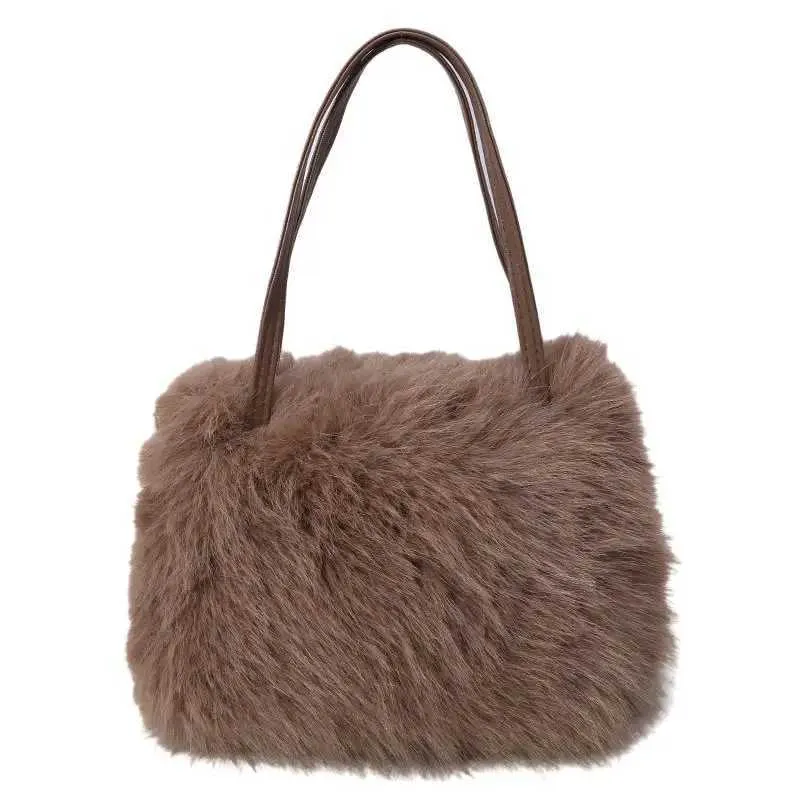 Sac à bandoulière simple en peluche à la mode pour l'hiver, grande capacité, minimaliste, pour fille, NEWC241214_voghion.com