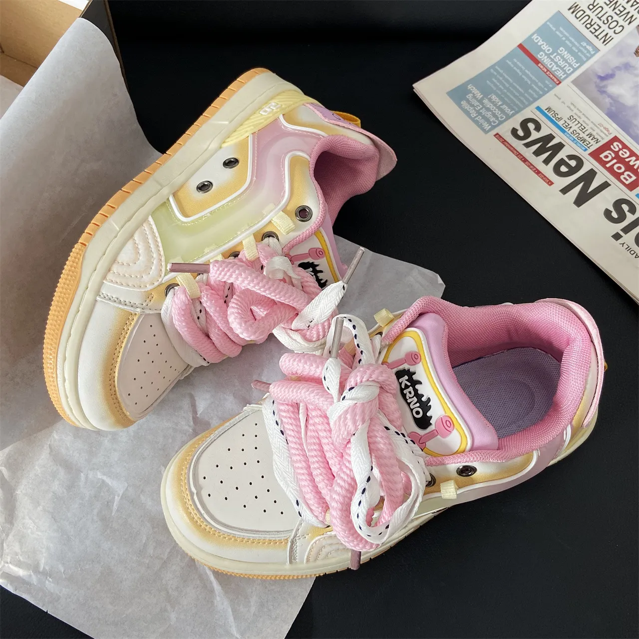 Versatile Flat Bottomed Casual Mandarin Duck Color Matching Sports Shoes With Mesh For Comfortable Breathable Fashion_voghion.com