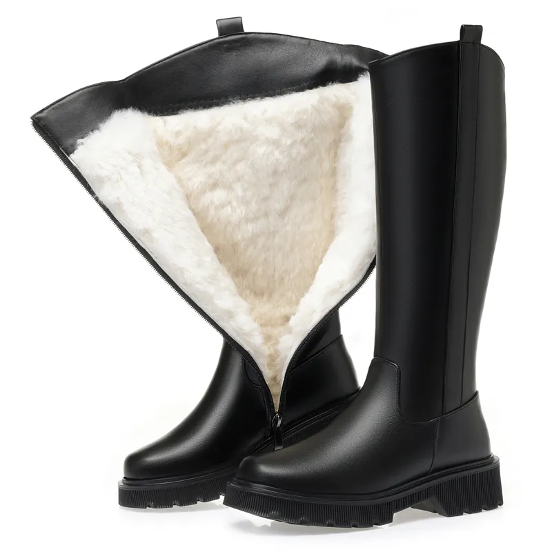 AIYUQI Winter Female Genuine Leather 2024 New Wool Warm High Platform Large Size Women Snow Boots_voghion.com