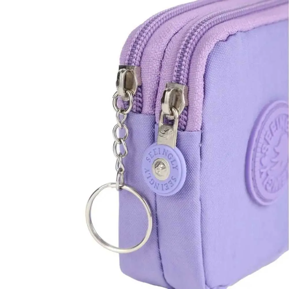 Damen Herren Canvas Geldbörse Tragbare wasserdichte Brieftasche Geldbeutel mit Schlüsselring Verschleißfester HalterC241210_voghion.com