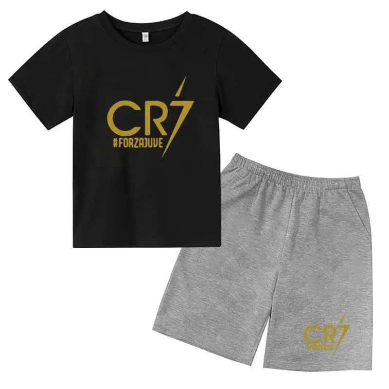 Summer Kid Boy Clothes Set Children Girls Football CR7 Star Printed T-shirts And Shorts 2 Pieces Suit Topm Bottom_voghion.com