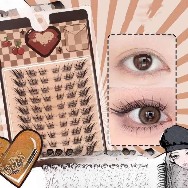 Natürlich segmentierte einzelne Wimpernbüschel, neue Manga-Wimpern, große Augen_voghion.com