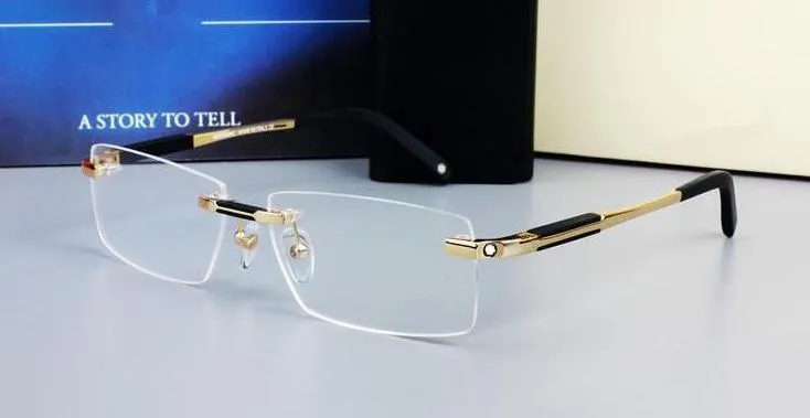 New Design Rimless Glasses Wide Spectacle Men Square Eyeglasses Frames 0349 Titanium Glasses Prescription Lens Optical_voghion.com