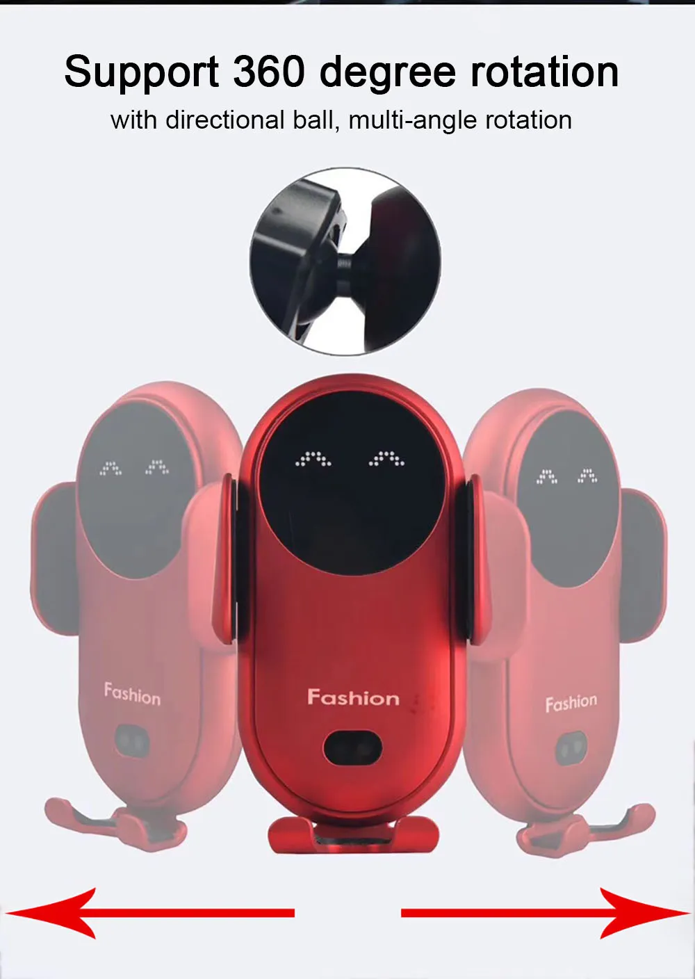 S11 10W Qi Wireless Charging Stand Charger Auto Infrared Sensor LED Mobile Phone Holder In Car Mount Air Vent_voghion.com