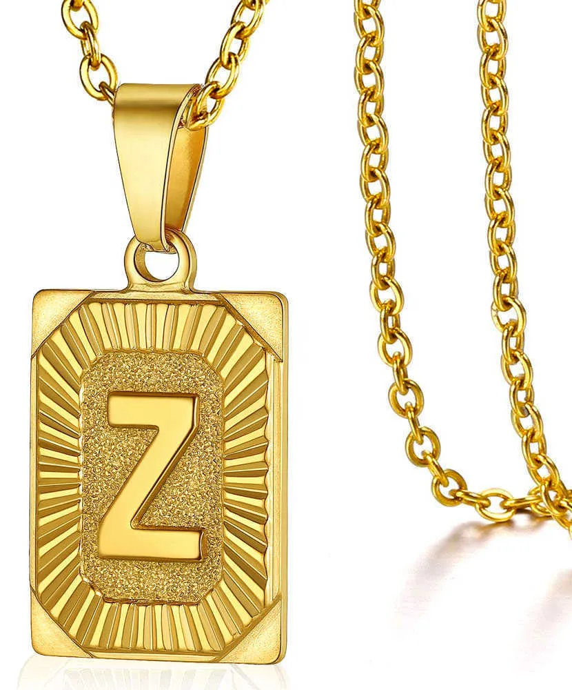 Collane Iniziali per Uomo Donna Cuban Choker Non Sbiadisce Acciaio Inossidabile 26 Lettere Color Oro Collana Pendente Gioielli_voghion.com