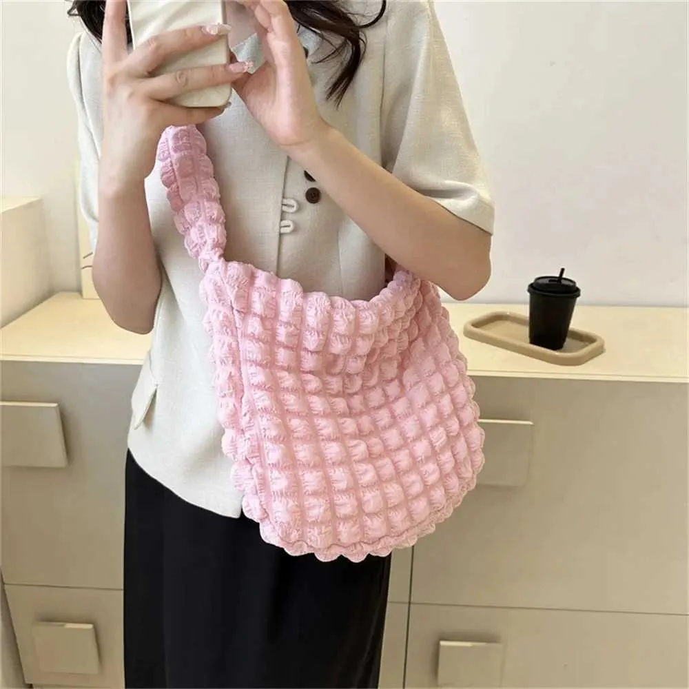 Umhängetasche mit Plissee-Design, Schulter- und Unterarmtasche, einfache Bettwäsche-Handtasche mit großem Fassungsvermögen, Y241025_voghion.com