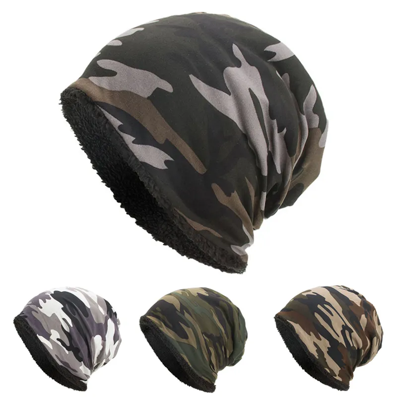 Baskenmützen Stilvolle Outdoor-Kappe Balaclava für Männer und Frauen Camouflage Baumwolle Plus Veet Hut Warm Herbst Winter Fahrrad_voghion.com