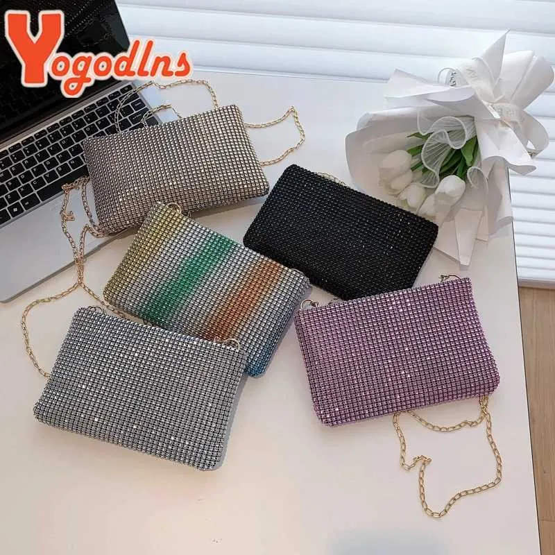 Ydlns Trend Kleine Rhie Quadratische Metallkette Design Schulter Umhängetasche Dia Münzgeldbörse Y241019_voghion.com