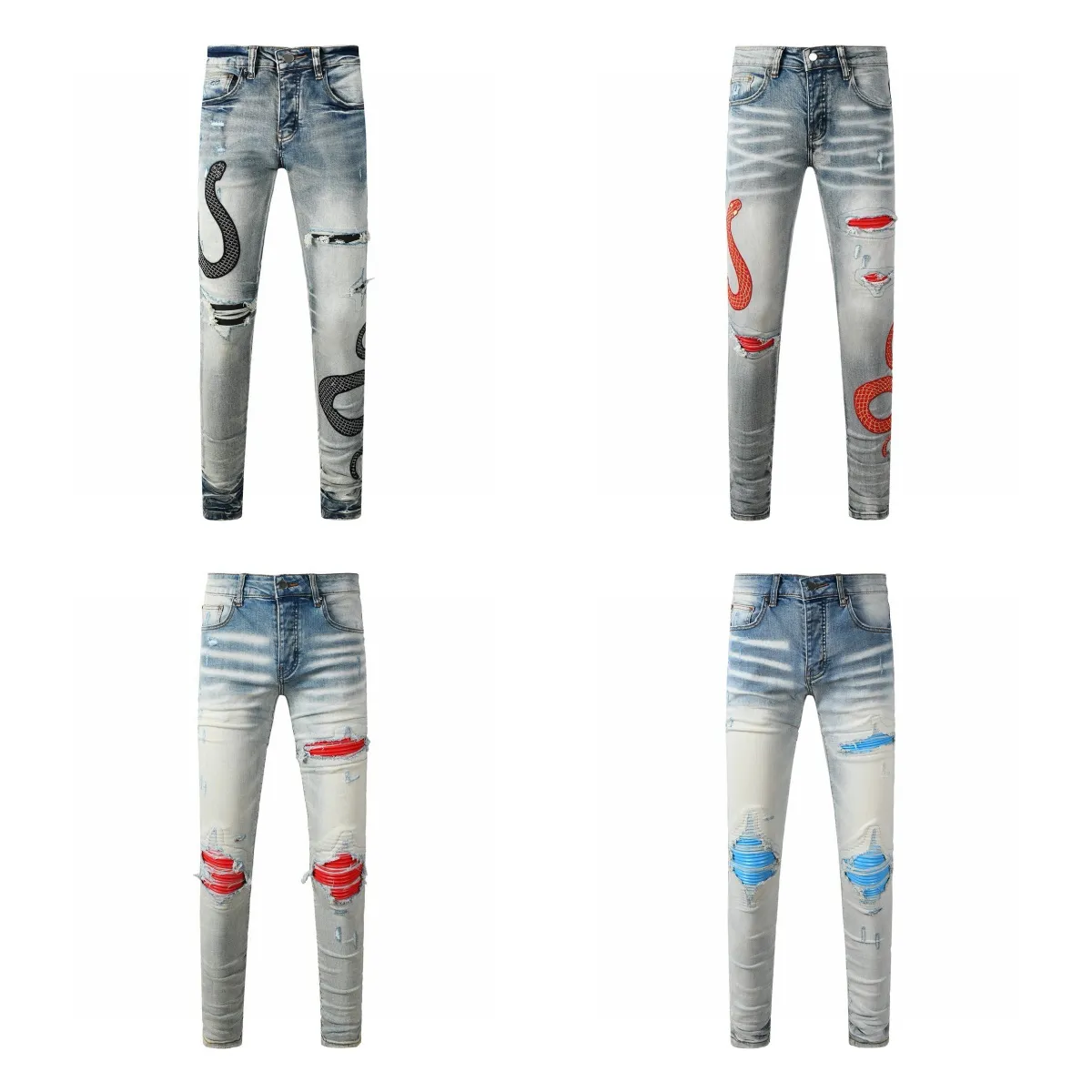 Mens Jeans Men Luxury Knee Hole Straight Jean Retro Street Wear Motorcycle Sweatpants Casual Designer Jogger Pants 28-40_mkmklike.com