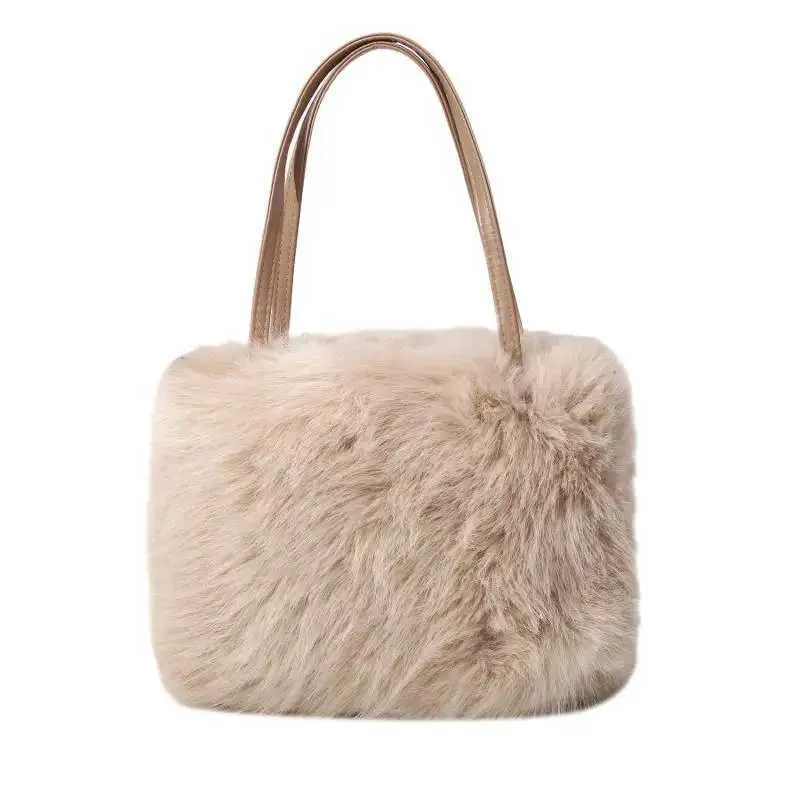 Sac à bandoulière simple en peluche à la mode pour l'hiver, grande capacité, minimaliste, pour fille, NEWC241214_voghion.com