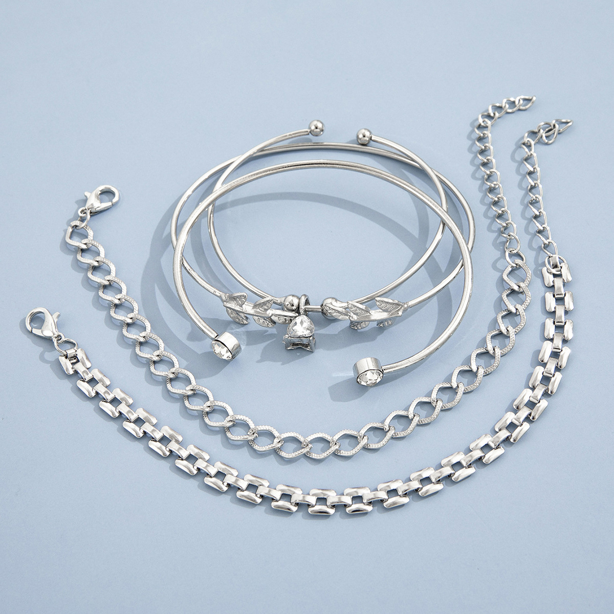 Punk with Diamond and Butterfly Layered Chain Jewelry Hip Hop Multi Layer OT Bracelet_voghion.com
