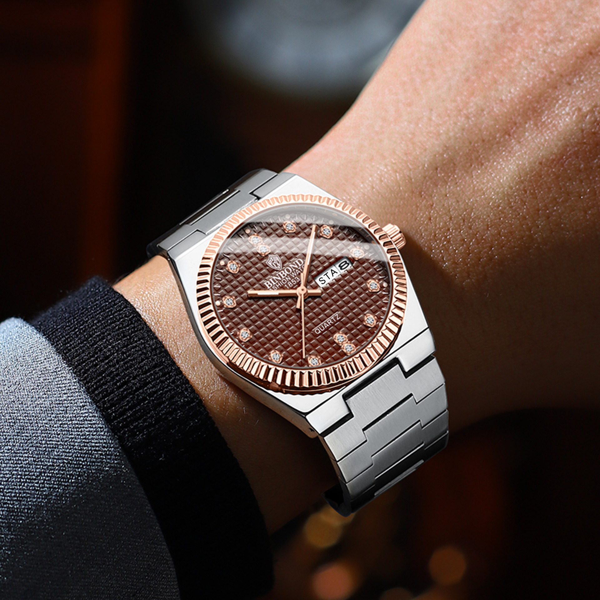 Ultradünne Herrenuhr mit Leuchtzeigern und Datumsanzeige – Elegantes Edelstahl-Design, wasserdicht und stilvoll für Business und Freizeit