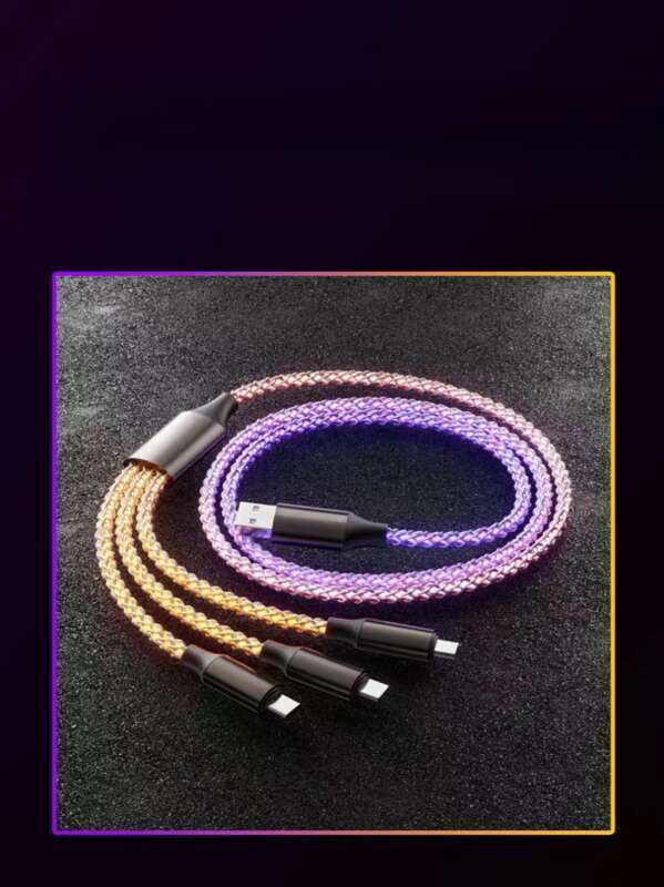 6A Super Fast PD Colorful Luminescent Data Cable Typec To Charging Wire Three In One Machine Vehicle RGB_voghion.com
