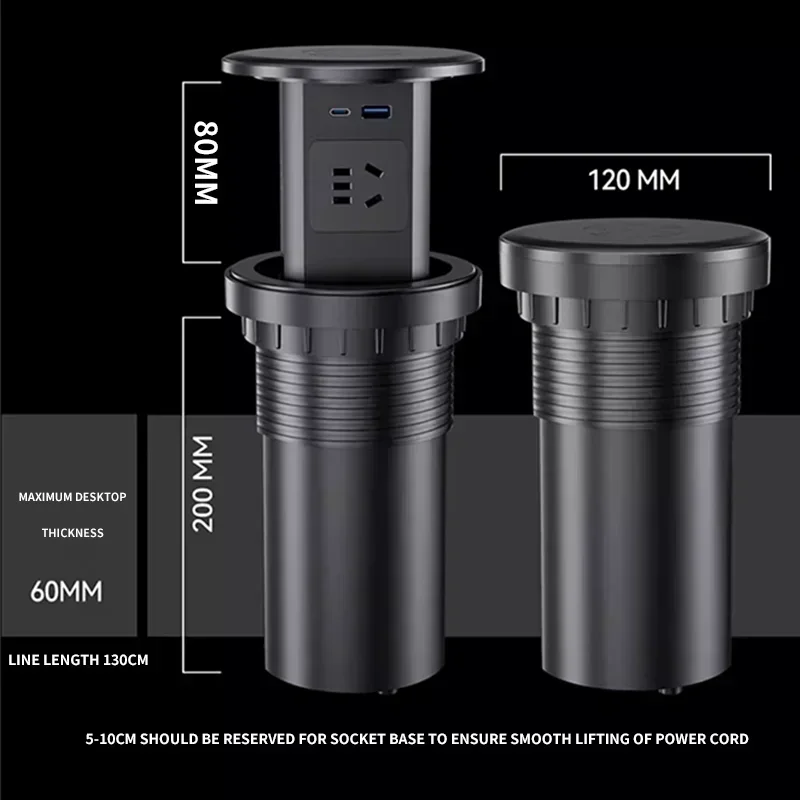 Elevator Power Tower Socket Automatic Pop - Up Universal Plug Adapter Hidden Wireless Charge Hydraulic Lifting_voghion.com