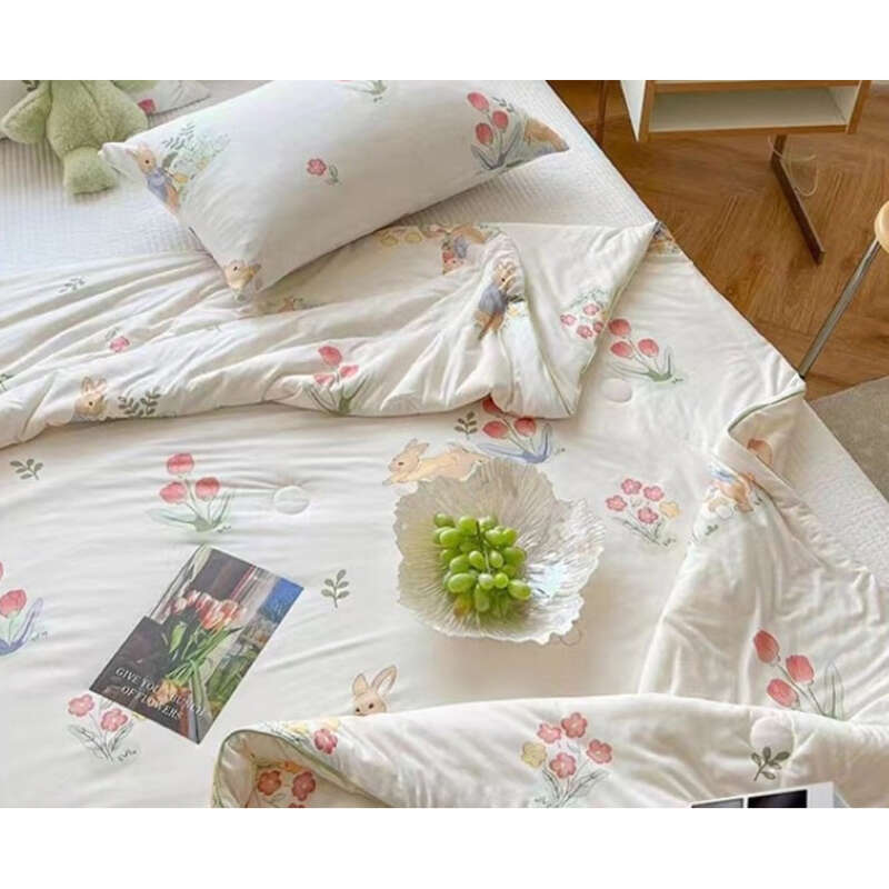 Couverture d'été en coton tricoté pour enfants, motif dessin animé, douce, épaisse et chaude, en fibre de haricots, pour le printemps, l'automne et l'hiver_voghion.com