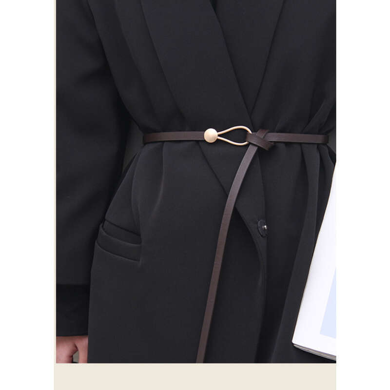 Cintura sottile con cento nodi da donna, nera alla moda con abito, cintura da maglione_voghion.com